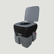 Reliance Flush N Go Portable Toilet 3320 with 10L water tank and 20L waste tank, T-slot flush nozzle, available at Cabin Depot.