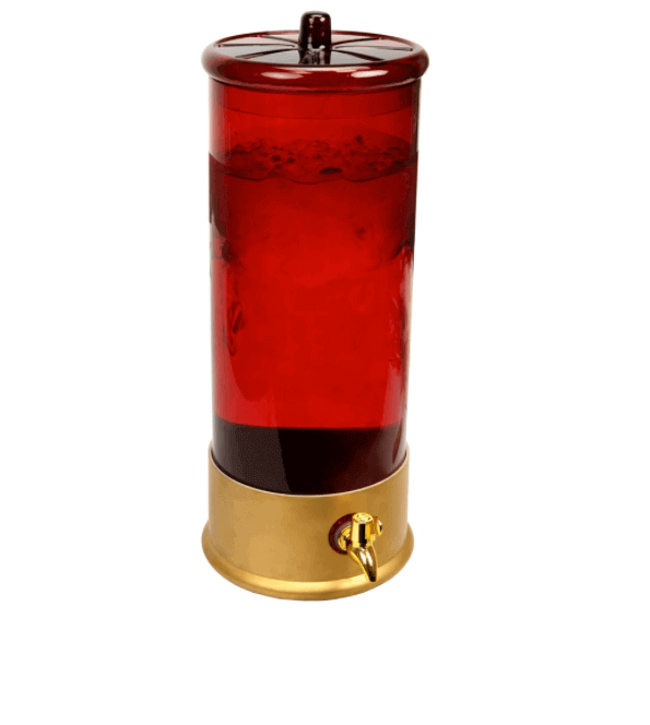 Rivers Edge 3 Gallon Beverage Cooler resembling a 12 Gauge shotshell with red glass body and gold base.