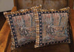 Two Rivers Edge 18" Bear Tapestry Pillows on a chair, featuring nature art, ideal for home or cabin decor.