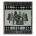 Cozy cabin themed green and brown tapestry throw with tree design, perfect for home or cabin decor.