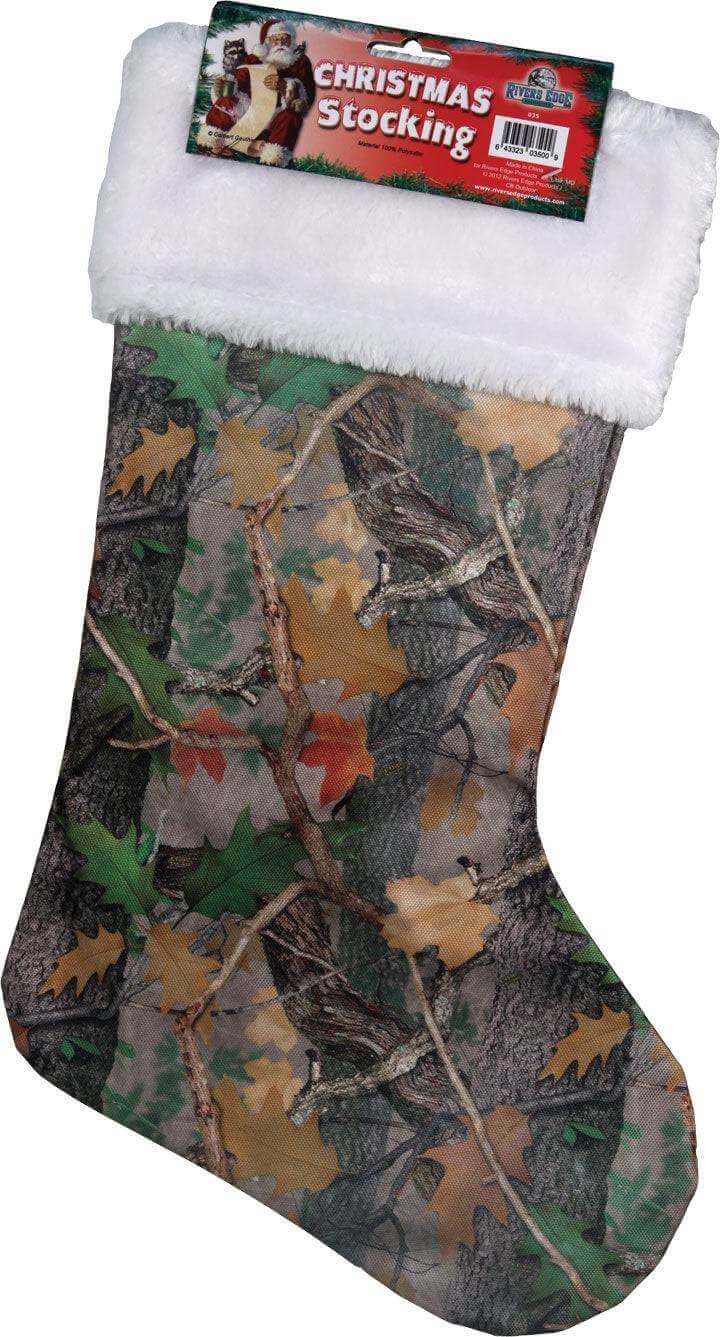Cabin Depot Rivers Edge 20-inch Camo Stocking, Fall Transition Camouflage, 100% Polyester with Hanging Loop