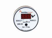 Samlex Battery Monitor BW-03 with digital display, multiple battery monitoring, auto detection; available at Cabin Depot.