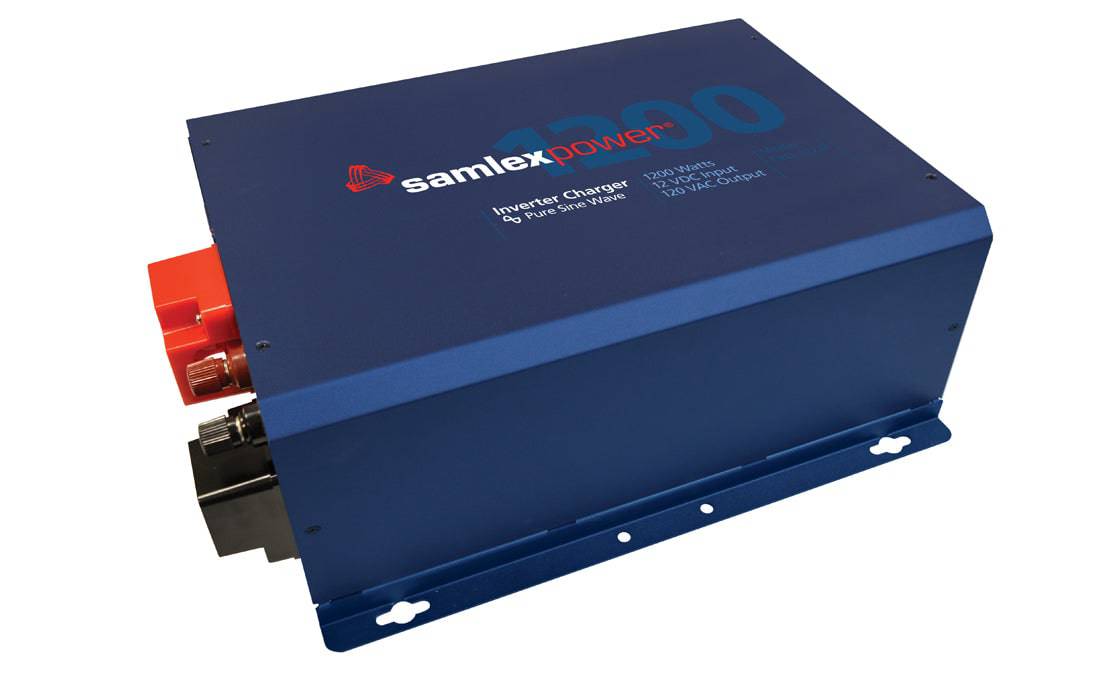 Samlex EVO-1212F 1200W 12V Pure Sine Inverter Charger at Cabin Depot for reliable AC power with Lead Acid or Lithium Batteries.