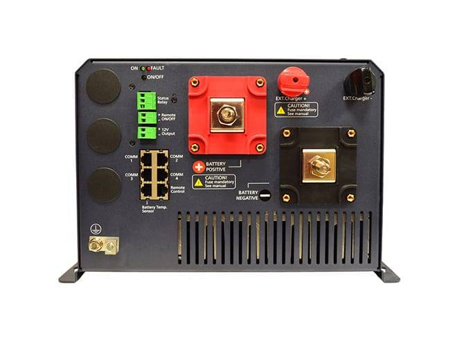 Back view of Samlex 4,000W EVO Pure Sine Inverter/Charger with connector ports, ideal for cabin and vehicle power – Cabin Depot