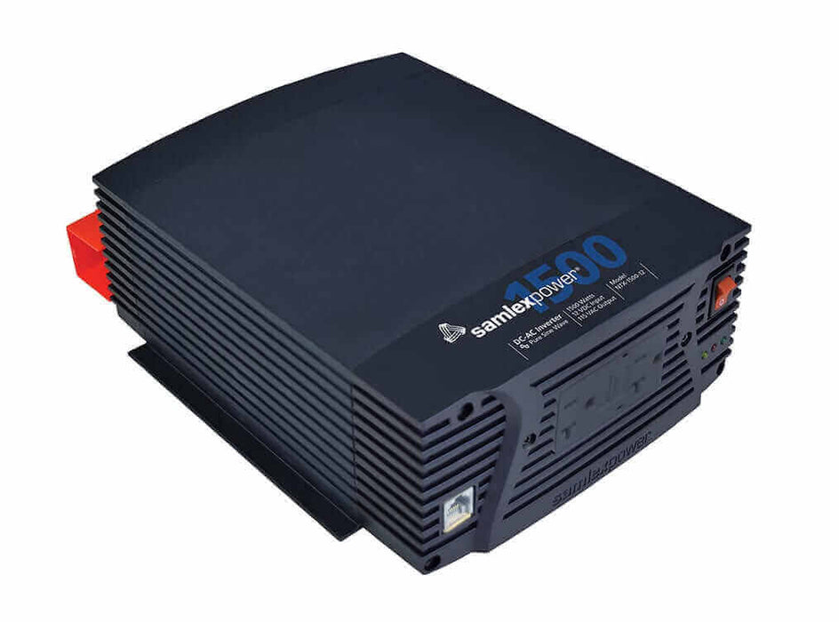 Samlex 1,500W 12V NTX Pure Sine Wave Inverter, compact and lightweight, FCC and ETL certified for safety and low interference.