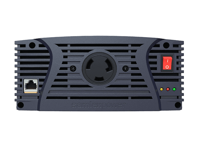 Samlex 3,000W 12V NTX Pure Sine Wave Inverter front view with remote, available at Cabin Depot.