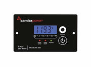 Samlex RC-300 remote control with LCD display for PST inverter models, available at Cabin Depot. Features power indicators and 25-ft cable.