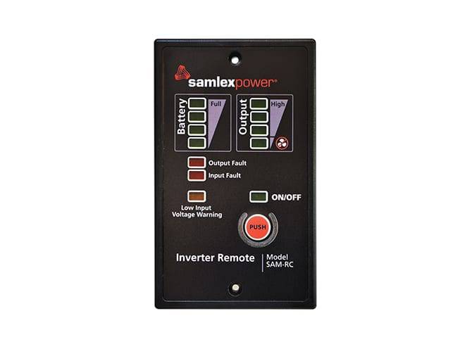 Samlex SAM-RC Remote Control for SAM 1,000W-3,000W Inverters, battery level and output monitor, available at Cabin Depot.