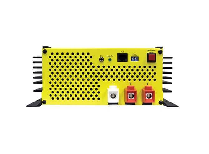 Samlex SEC-1250UL 12V 50A Battery Charger, three-stage charging, yellow casing, ideal for all 12V lead-acid batteries, sold at Cabin Depot.