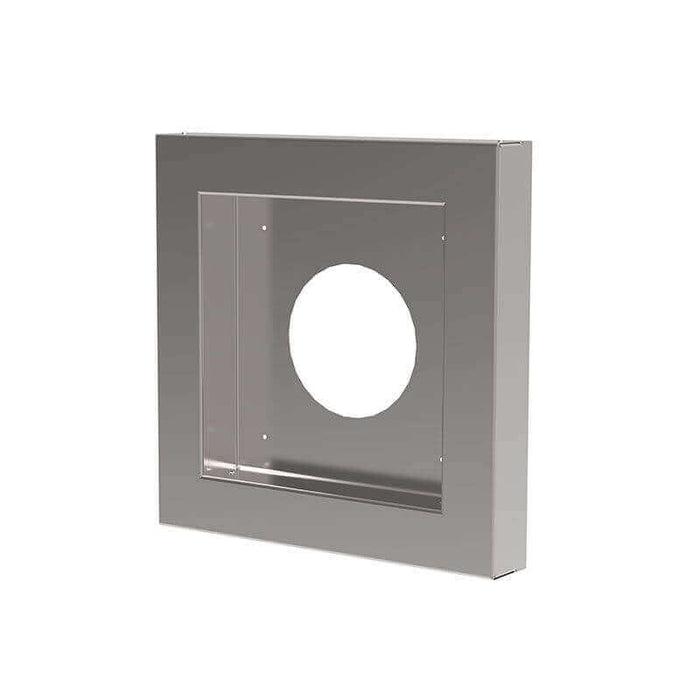 Stainless steel protector heat shield for vinyl siding, compatible with Drolet direct vent propane heaters.