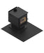 Modular floor protection system for stoves, black, 54" x 46 3/4", CSA B365, NFPA 211 certified, pre-order available.