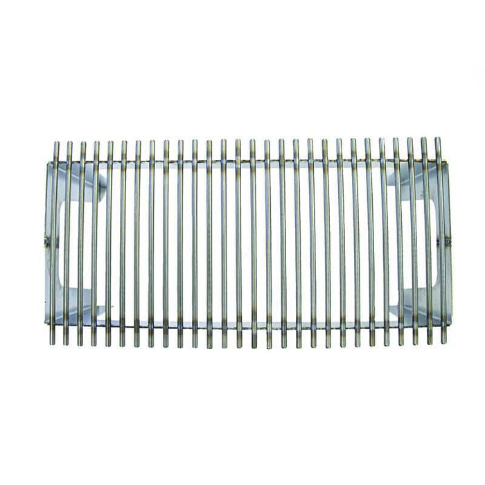 Stainless steel heavy duty cooking grate with legs for wood fire cooking.