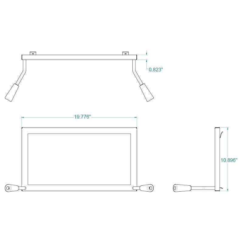 Diagram of SBI Rigid Firescreen 5, dimensions included, compatible with Drolet & Century models, available at Cabin Depot.