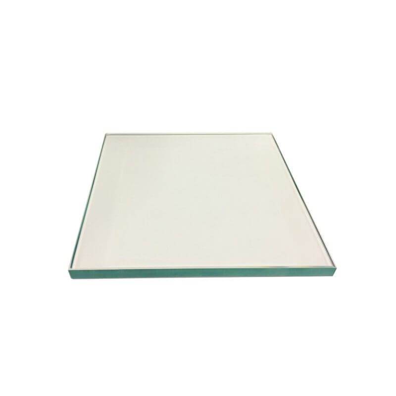SBI 10mm tempered glass hearth pad, 44" x 36", enhancing decor with durability for Cabin Depot wood or pellet stoves.