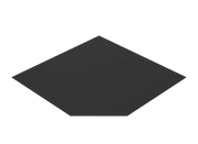 SBI 60 Inch Corner Hearth Pad in black, sold by Cabin Depot, designed to protect floors from embers with its sleek steel design.