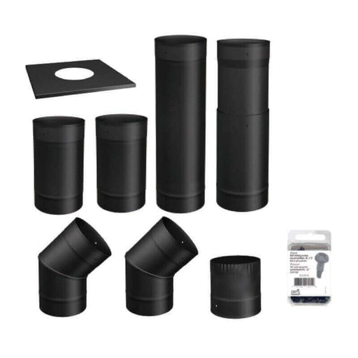 SBI 6" To The Wall Single Wall Pipe Kit - Black - Wood Stoves by SBI