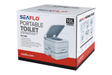 SEAFLO 20L Portable Toilet box for camping, RVs, and cabins, featuring lightweight, durable design available at Cabin Depot.