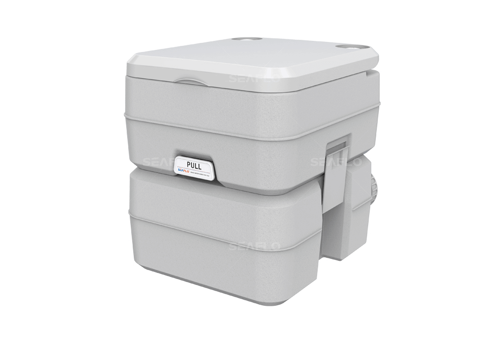 SEAFLO Portable Toilet 20L, ideal for camping and cabins, available at Cabin Depot. Lightweight, durable, and easy to transport.