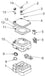SEAFLO Portable Toilet 20L assembly diagram showing parts layout for easy setup, available at Cabin Depot, ideal for camping and RV use.