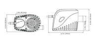 Technical drawing of SEAFLO 1,100GPH 11 Series Automatic Bilge Pump with dimensions in millimeters and inches.