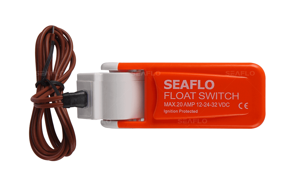 SEAFLO 20A Float Switch for 12v, 24v, 36v pumps, ignition protected, ideal for freshwater and saltwater systems.