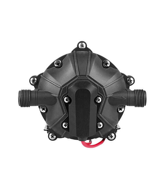 SEAFLO 110V 5GPM 51 Series Diaphragm Pump, top view showing heavy-duty build, suitable for RVs, boats, and cabins, 60PSI, five-chamber design.