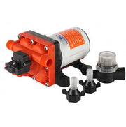 SEAFLO 42 Series 12V Diaphragm Pump 55PSI with fittings, ideal for Cabin Depot use in compact spaces.
