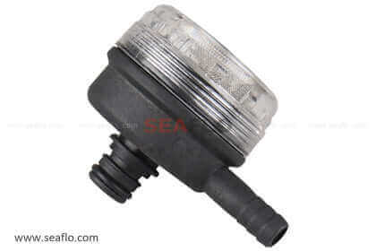 SEAFLO filter with 3/4" male quick attach fitting to 3/8" hose barb and 50 mesh size, item number 41S01.