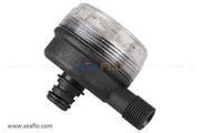 SEAFLO Round Filter with 3/4" Male Quick Attach to 1/2" MNPT, Mesh Size 50, available at Cabin Depot