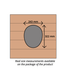 Dimensions of toilet seat opening for Separett Privy 501 Outhouse Kit, 243 mm by 322 mm, shown on wooden surface.