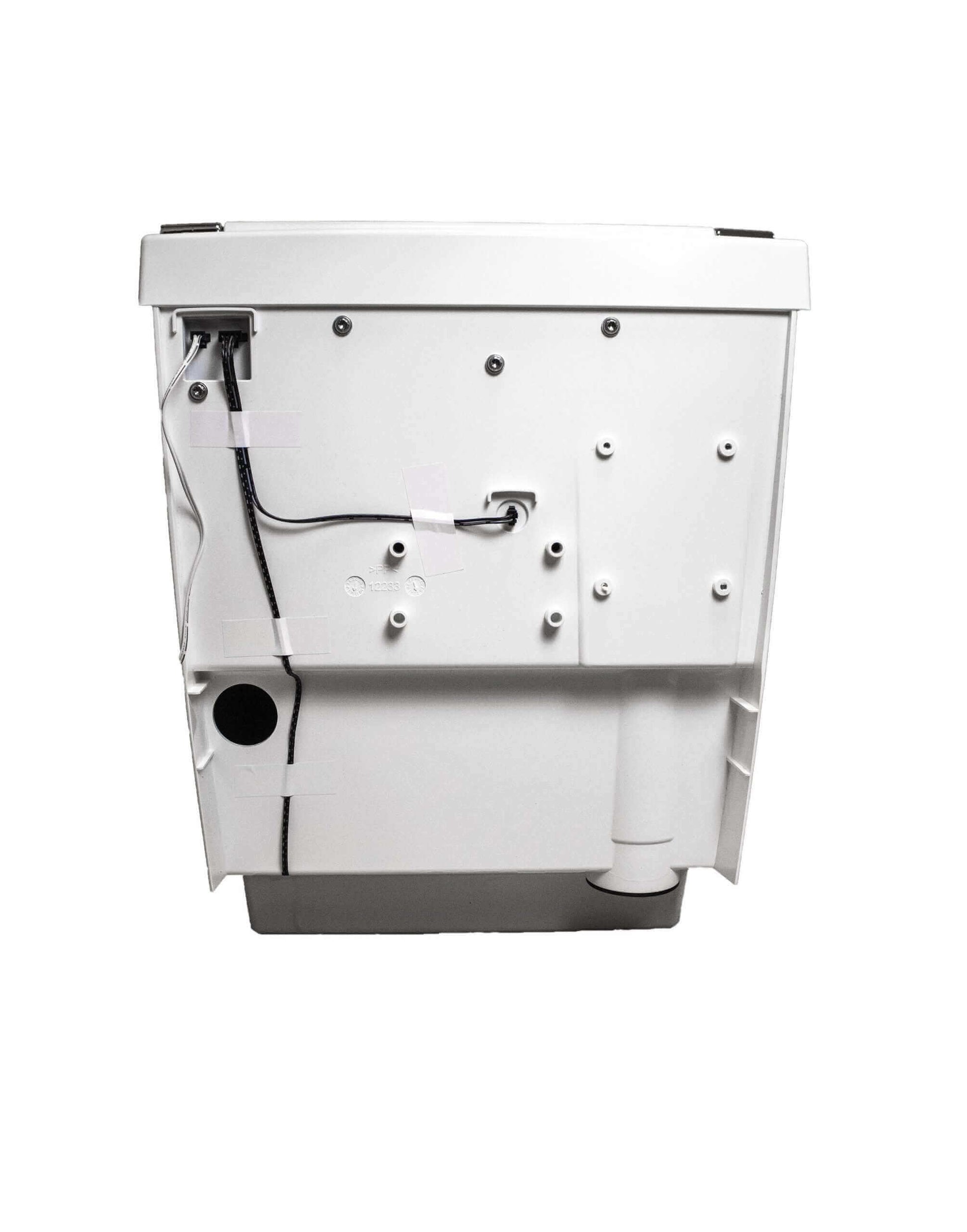 Side view of Separett Tiny 1270 Toilet with Internal Urine Tank from Cabin Depot, ideal for small spaces like RVs, tiny homes, and boats.