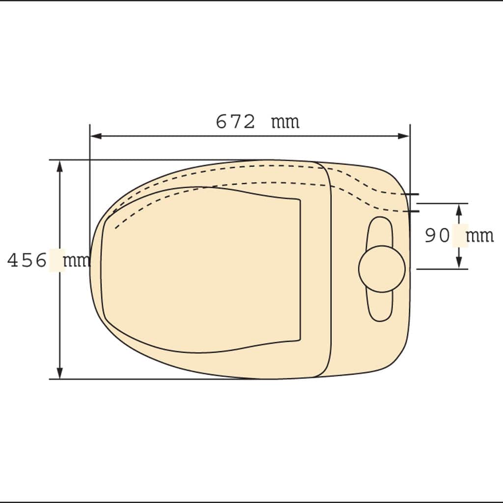 Separett Villa 9210 Toilet dimensions: 672mm x 456mm x 90mm. Ideal for off-grid use. Available at Cabin Depot.