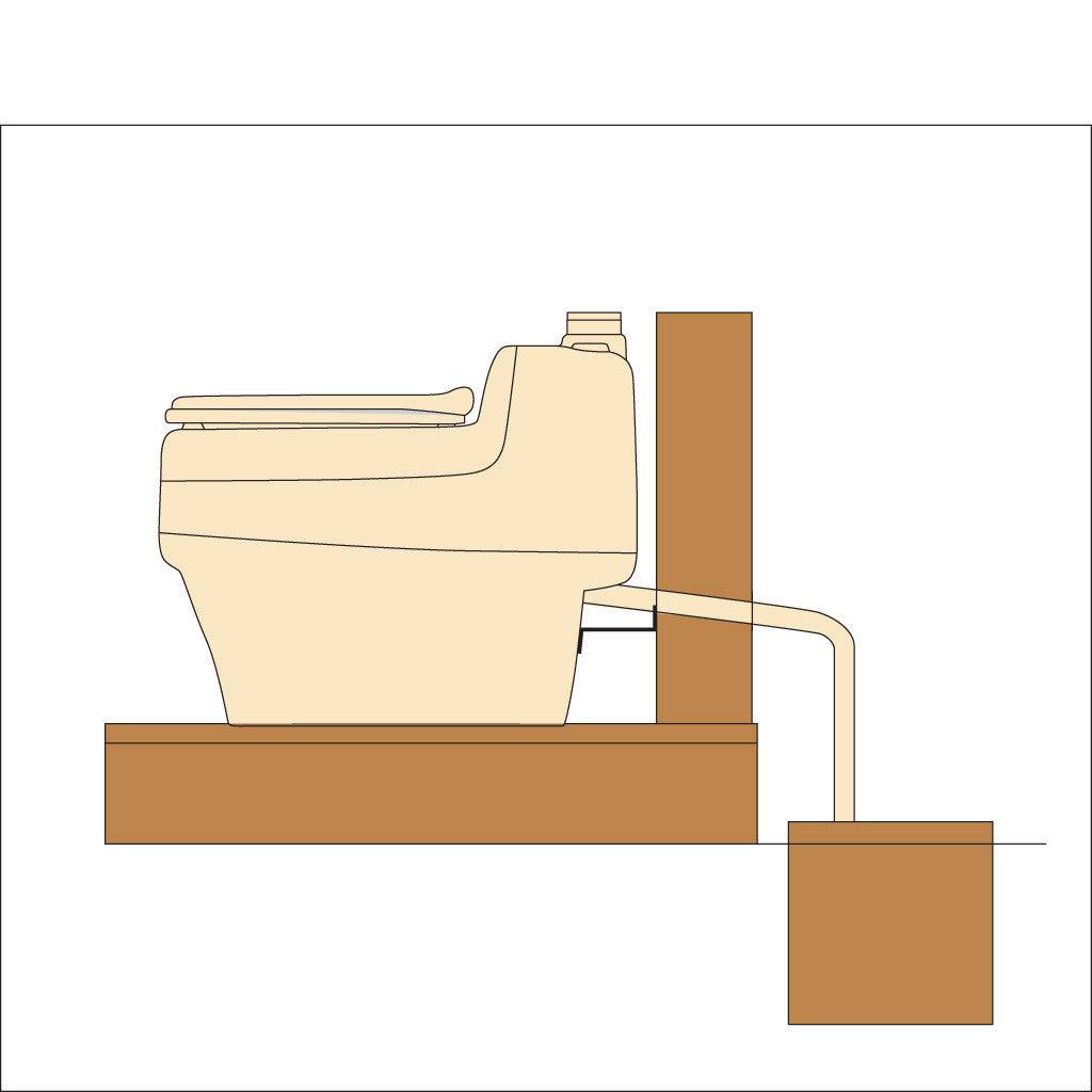 Diagram of Separett Villa 9210 toilet for off-grid use, featuring 12V/110V options, ideal for cabins. Available at Cabin Depot.