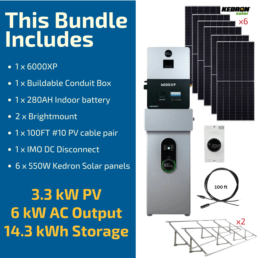 Complete Cabin Solution bundle by Cabin Depot with EG4 6000 XP, solar panels, battery, and accessories for off-grid living.