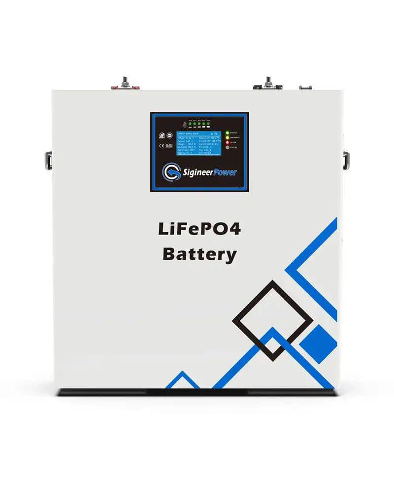 Sigineer 48V 100AH 5kWh LiFePO4 battery for RVs, boats, and solar systems available at Cabin Depot.