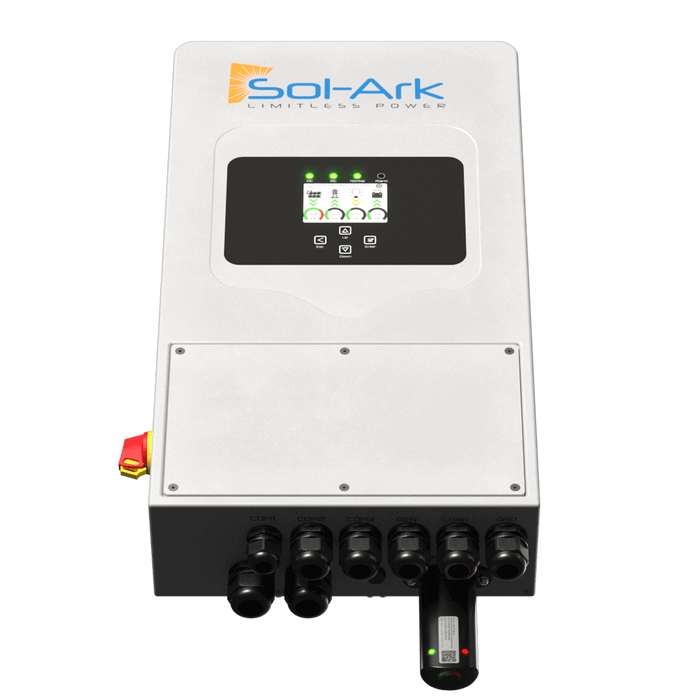 Sol-Ark 5,000W All-In-One Hybrid Inverter with remote monitoring, ideal for solar, grid-tied, or battery backup systems.