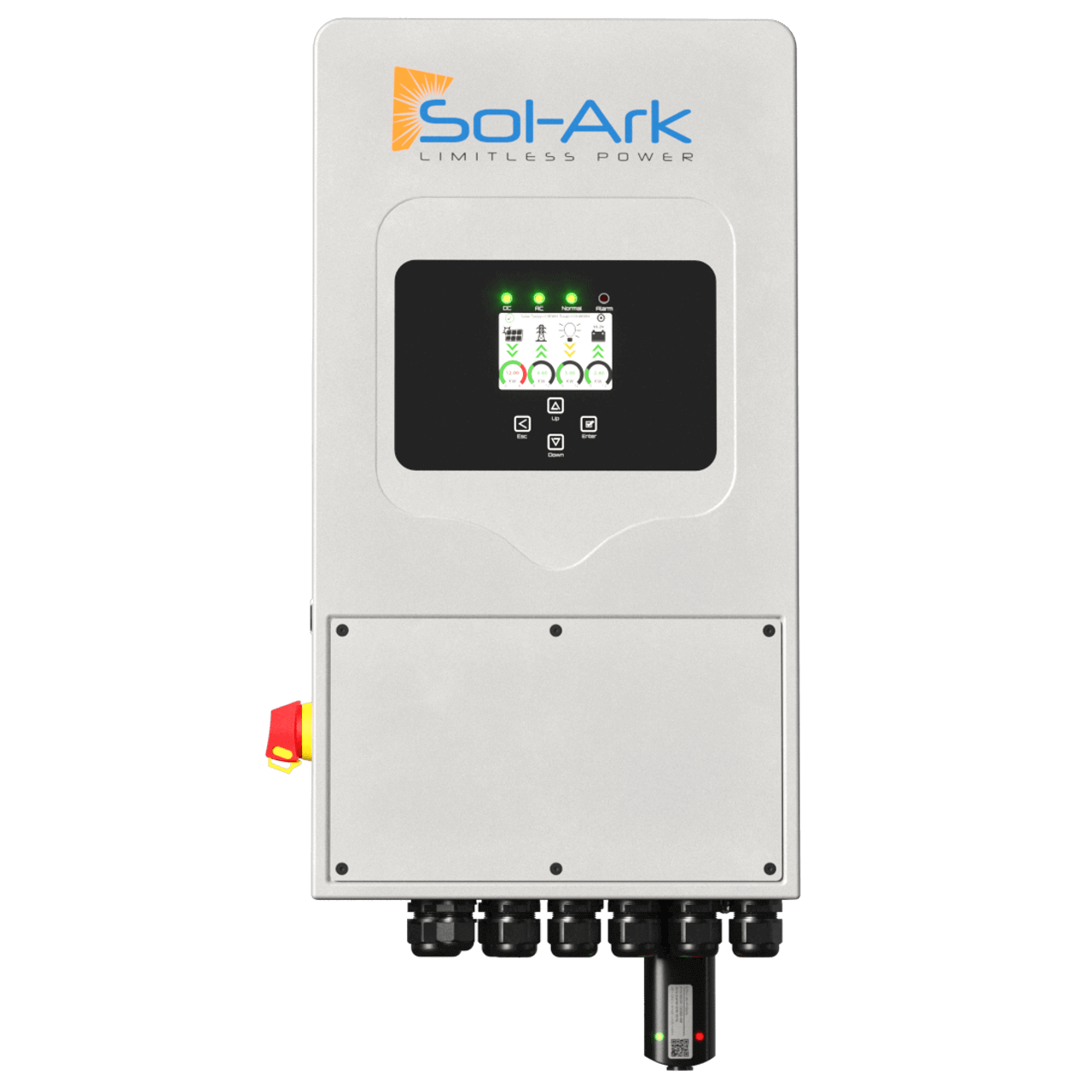 Sol-Ark 5,000W All-In-One Hybrid Inverter at Cabin Depot for solar power systems, featuring integrated inverter and charge controller.