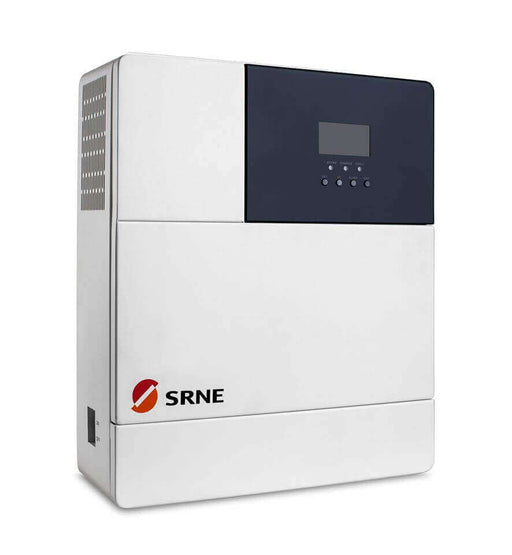 SRNE 3,000W 24V all-in-one hybrid inverter and charger with LCD display, model HF2430U60-100, ETL certified for solar systems.