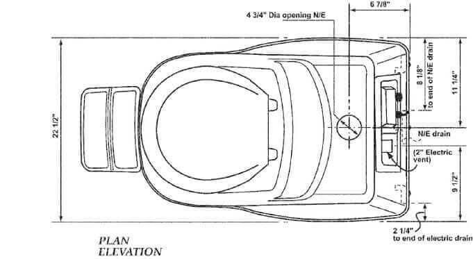 Sun-Mar Excel Electric Toilet technical diagram from Cabin Depot, showcasing innovative and reliable composting technology.