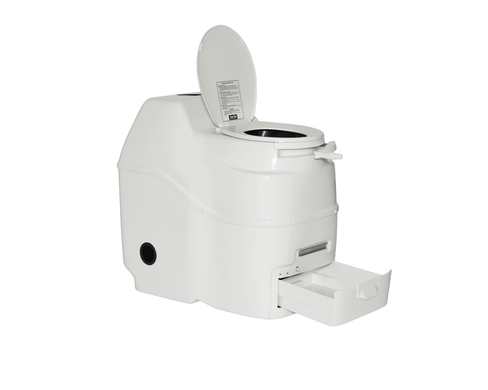 Sun-Mar Excel NE Non-Electric Toilet, ideal for off-grid use, available at Cabin Depot with free shipping (exclusions apply).