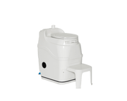 Sun-Mar SpaceSaver Toilet from Cabin Depot, compact bathroom solution with high-quality turbo-fan, ideal for small spaces like closets.