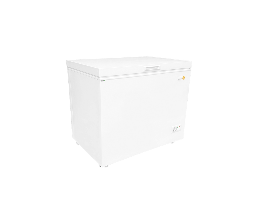 SunStar 8CU Solar DC Chest Freezer, energy-efficient, off-grid ready, with thick insulation, available at Cabin Depot.