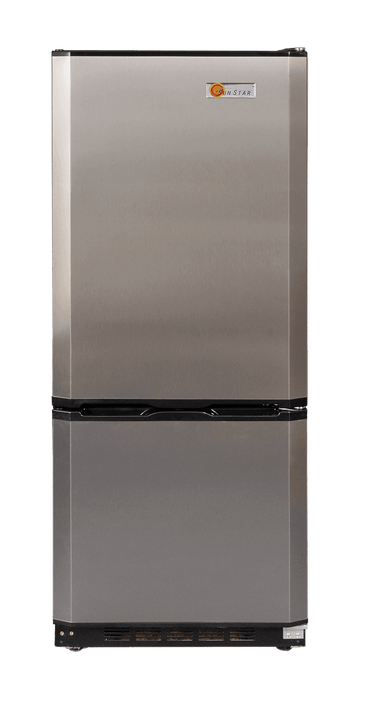 SunStar 10CU Solar DC/AC Refrigerator - Black And Stainless Steel - Kitchen Appliances by SunStar