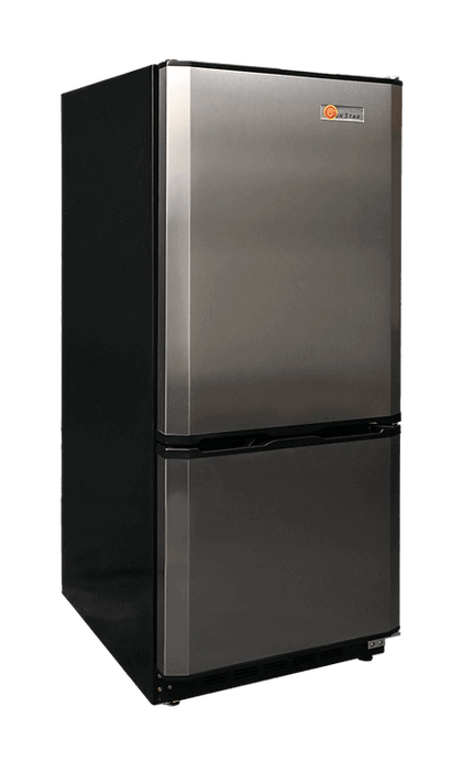 SunStar 10CU Solar DC/AC Refrigerator - Black And Stainless Steel - Kitchen Appliances by SunStar