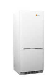 SunStar 10CU Solar DC/AC Refrigerator in white, available at Cabin Depot. Energy-efficient appliance for cabins and off-grid living.