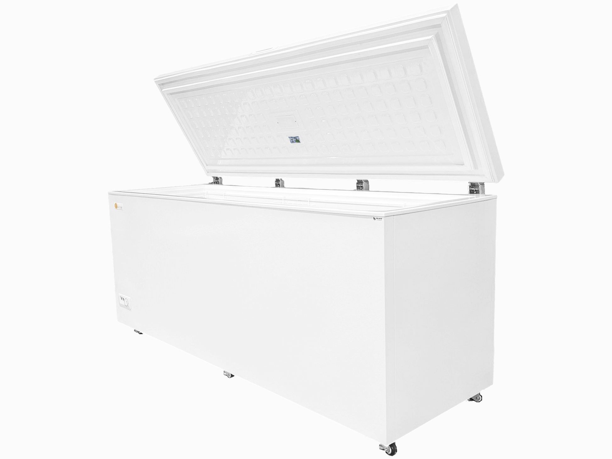 SunStar 21CU Solar DC Chest Freezer, energy-efficient with 4.6" insulation, ideal for off-grid living, available at Cabin Depot.