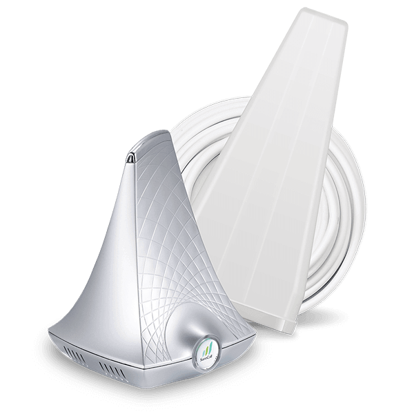 SureCall Flare 3.0 Signal Booster with Yagi Antenna for Canadian carriers, available at Cabin Depot, enhances cell service in homes and cabins.