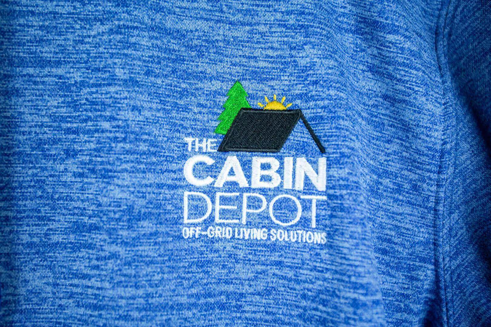The Cabin Depot XL Men's Heathered Blue Hoodie with Logo - Comfortable Polyester Hoodie for Off-Grid Living Solutions