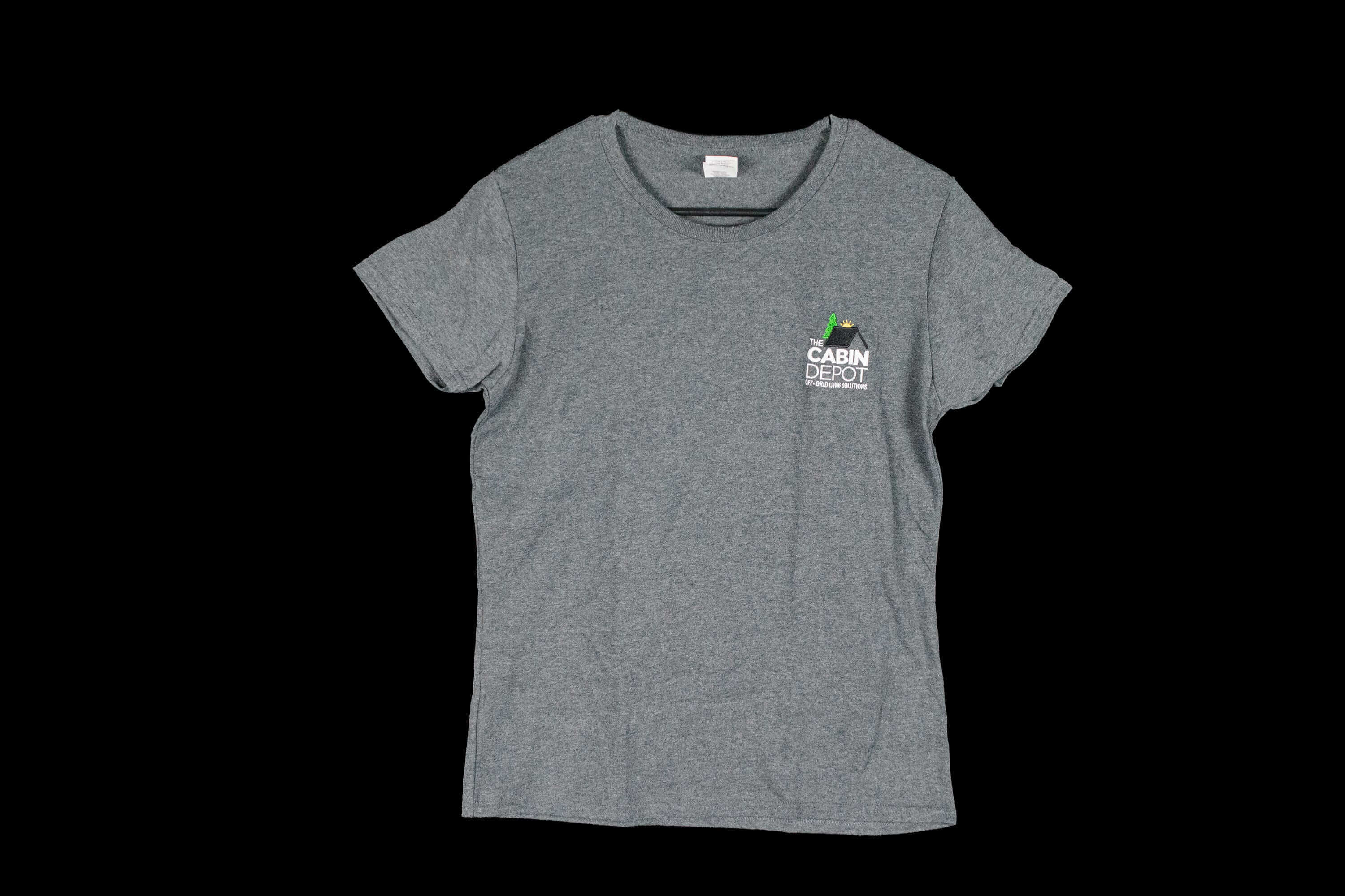 Cabin Depot Medium Women's Heathered Grey T-Shirt, 50% Polyester, 50% Cotton, Casual Comfort, Eco-Friendly Design