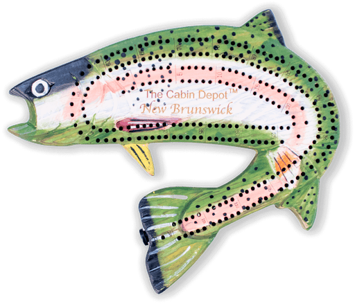 Hand-Carved Rainbow Trout Cribbage Board - by The Cabin Depot